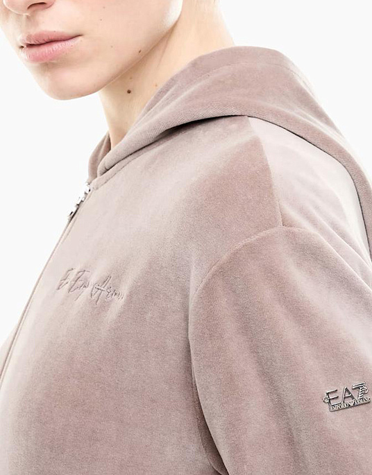 Женский спортивный костюм EA7 Emporio Armani в серо-бежевом цвете