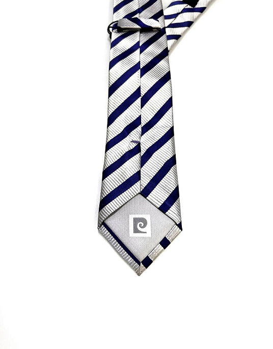 Краватка Pierre Cardin срібна у синю смужку