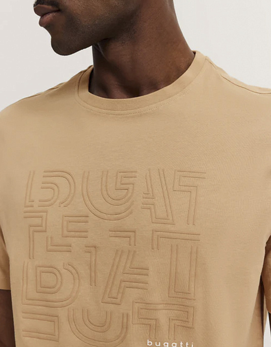 Футболка Bugatti  з принтом у бежевому кольорі