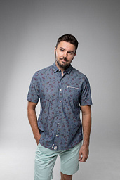 Рубашка Pierre Cardin из серии Dtnim Story с коротким рукавом в сером цвете с принтом