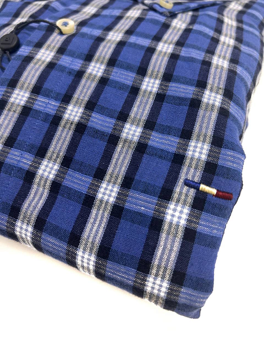 Сорочка з льону Pierre Cardin в клітинку з коротким рукавом