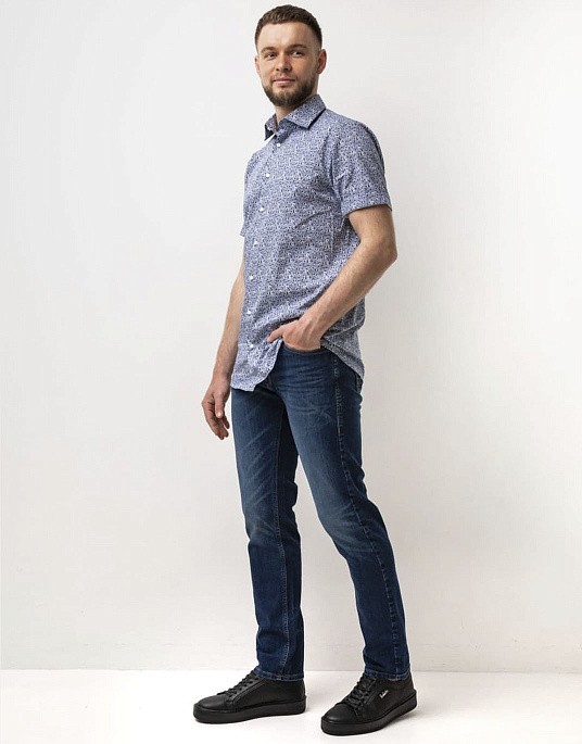 Сорочка Pierre Cardin із колекції Future Flex з коротким рукавом у синьому кольорі