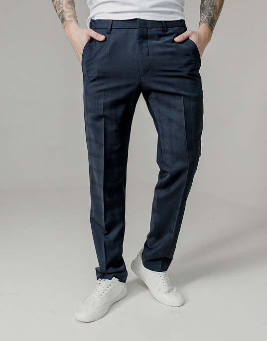 Костюм Pierre Cardin из коллекции Future Flex в темно-синем цвете с принтом "клеточка"