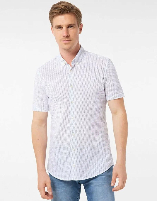 Рубашка Pierre Cardin из коллекции Future Flex с коротким рукавом в белом цвете