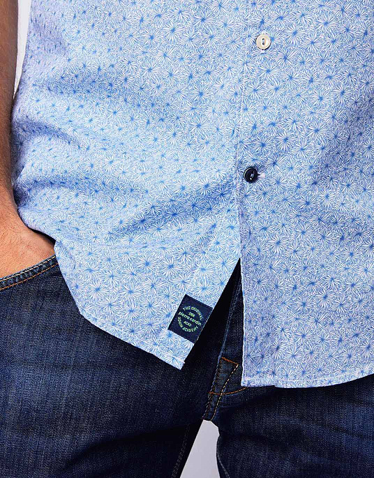 Рубашка с коротким рукавом  PIerre Cardin из коллекции Denim Academy  в голубом цвете