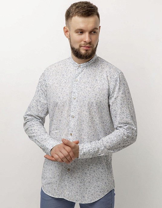 Рубашка Pierre Cardin из эксклюзивной коллекции Le Bleu с воротом-стойкой в белом цвете