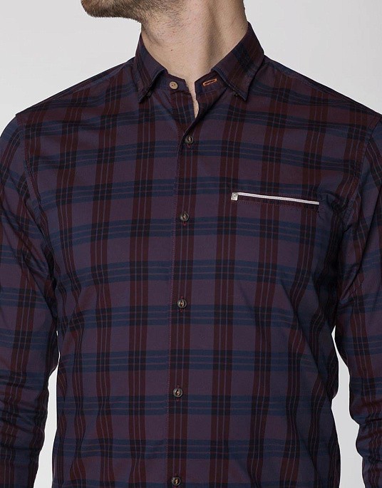 Сорочка Pierre Cardin у бордовому кольорі у клітку