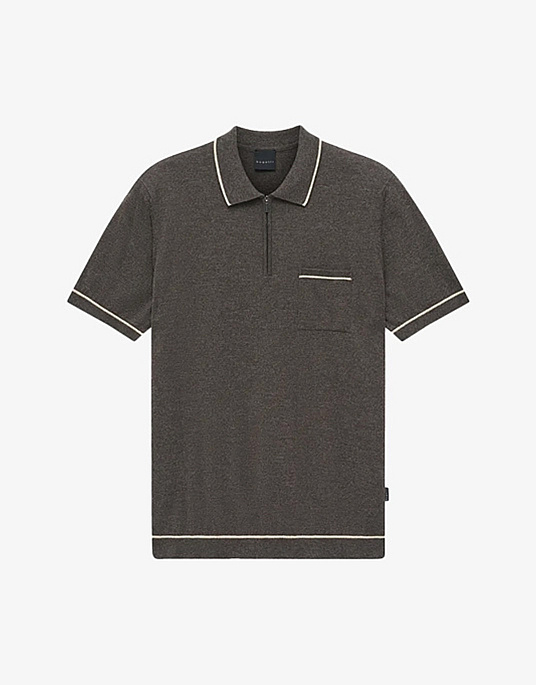 Поло Bugatti з воротом на блискавці у коричневому кольорі