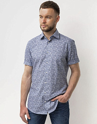 Сорочка Pierre Cardin із колекції Future Flex з коротким рукавом у синьому кольорі