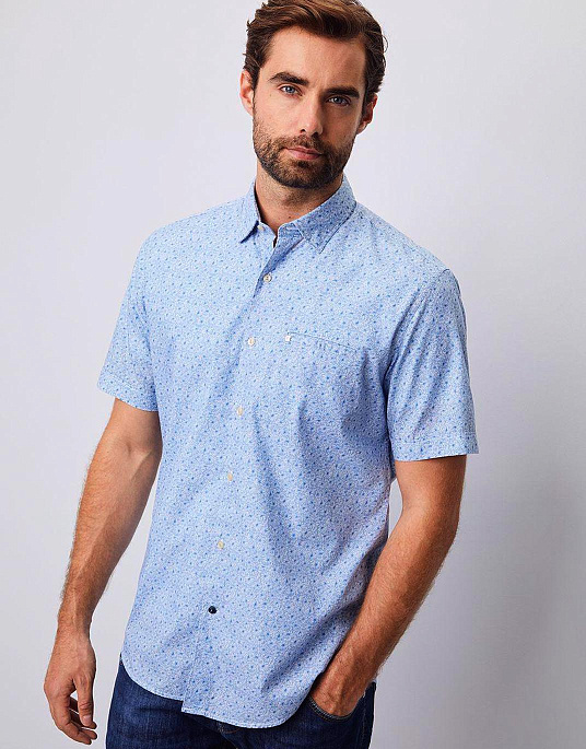 Рубашка с коротким рукавом  PIerre Cardin из коллекции Denim Academy  в голубом цвете