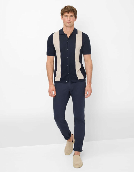 Мужские брюки – флеты Brax, модель Chuck Modern Fit, синего цвета