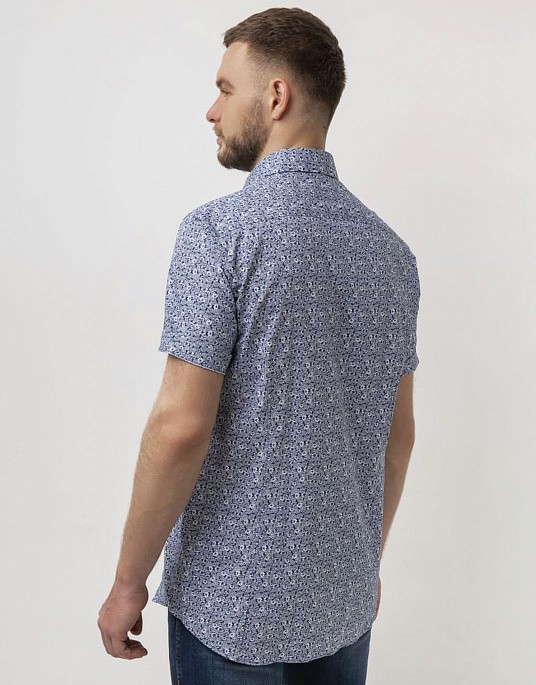 Сорочка Pierre Cardin із колекції Future Flex з коротким рукавом у синьому кольорі