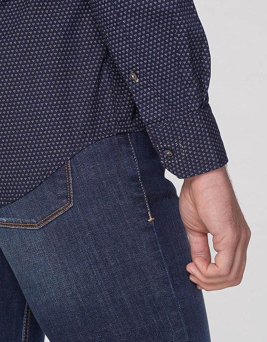 Рубашка Pierre Cardin из коллекции Denim Academy в синем цвете с цветочным принтом