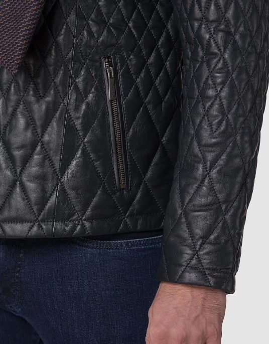 Куртка шкіряна  Pierre Cardin в темно-синьому кольорі