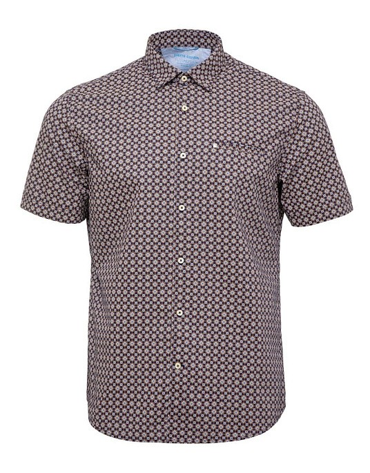 Сорочка Pierre Cardin з колекції Future Flex з коротким рукавом у темно-синьому кольорі