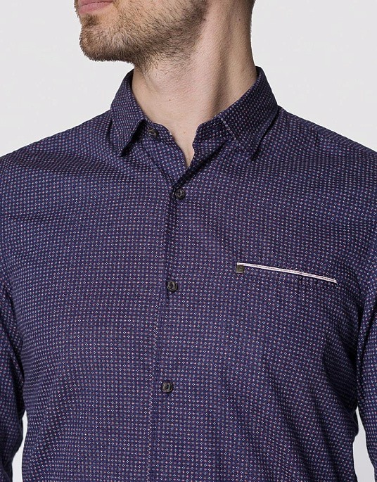 Рубашка Pierre Cardin из коллекции Denim Story в тёмно-синем цвете с узором