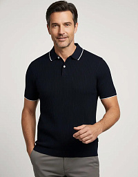 Чоловіче поло Bugatti у темно-синьому кольорі