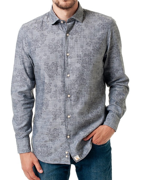 Рубашка Pierre Cardin в сером цвете с цветочным принтом
