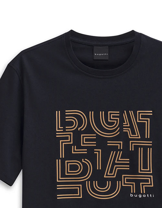Футболка Bugatti  з принтом у темно-синьому кольорі