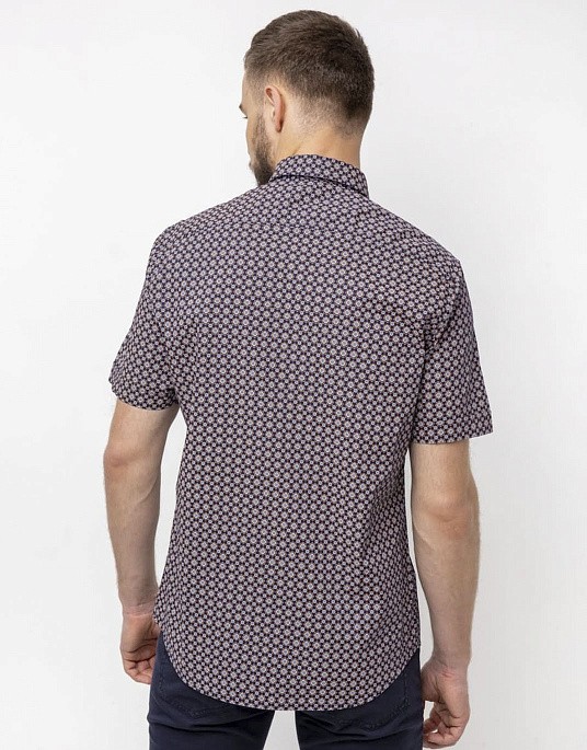 Сорочка Pierre Cardin з колекції Future Flex з коротким рукавом у темно-синьому кольорі