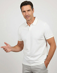 Чоловіче поло Bugatti з відкритим коміром у молочному кольорі