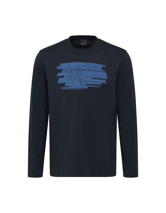 Мужская футболка-лонгслив Bugatti с длинным рукавом тёмно-синего цвета