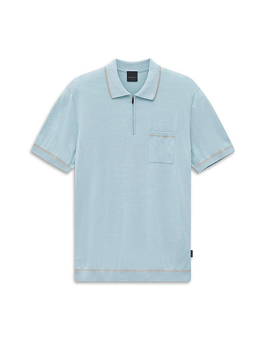 Поло Bugatti з воротом на блискавці у світло-блакитному кольорі