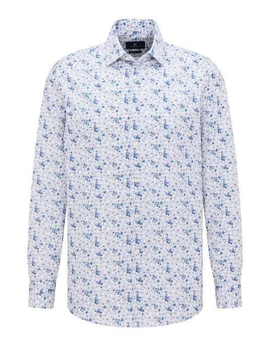 Сорочка Pierre Cardin з колекції Future Flex в блакитному відтінку з квітковим принтом