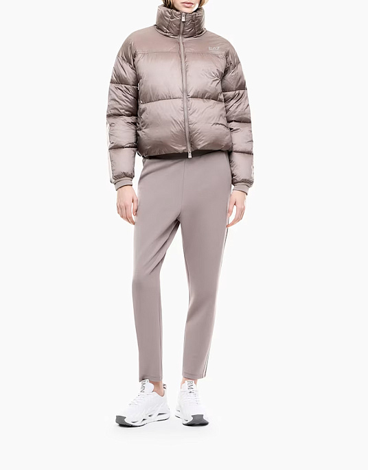 Жіноча куртка-бомбер EA7 Emporio Armani у сіро-бежевому кольорі