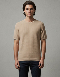 Чоловіча фактурна футболка Bugatti пісочного кольору