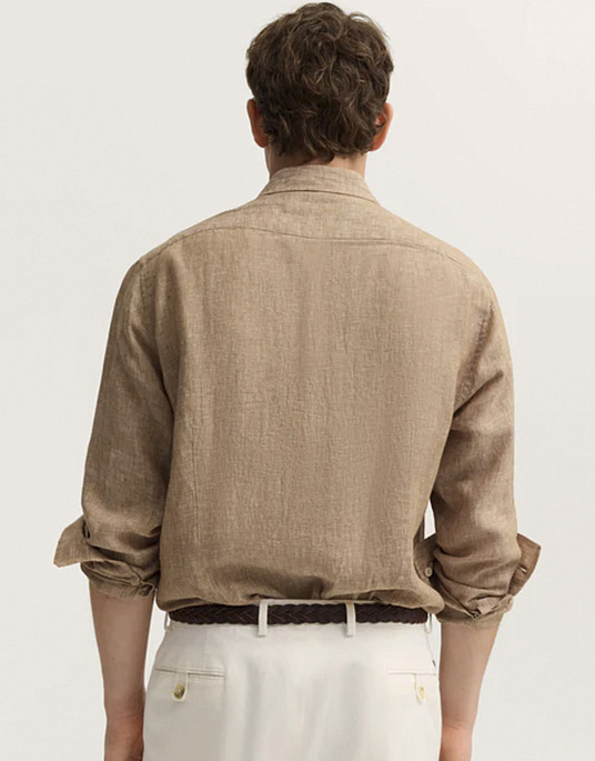 Льняная рубашка Bugatti бежевого цвета