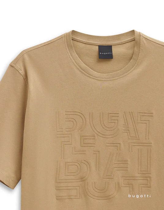 Футболка Bugatti  з принтом у бежевому кольорі