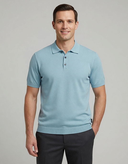 Чоловіче поло Bugatti блакитного кольору