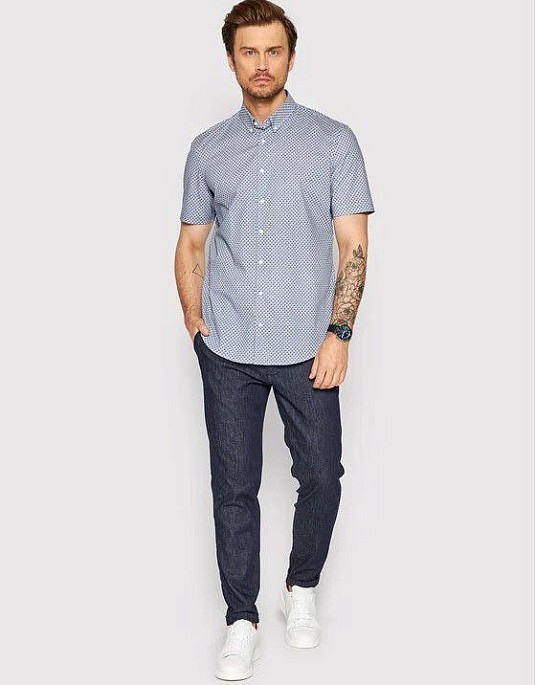 Сорочка Pierre Cardin із колекції Future Flex з коротким рукавом у синьому кольорі