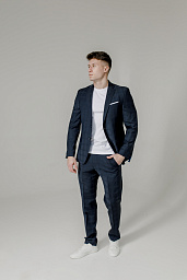 Костюм Pierre Cardin из коллекции Future Flex в темно-синем цвете с принтом "клеточка"