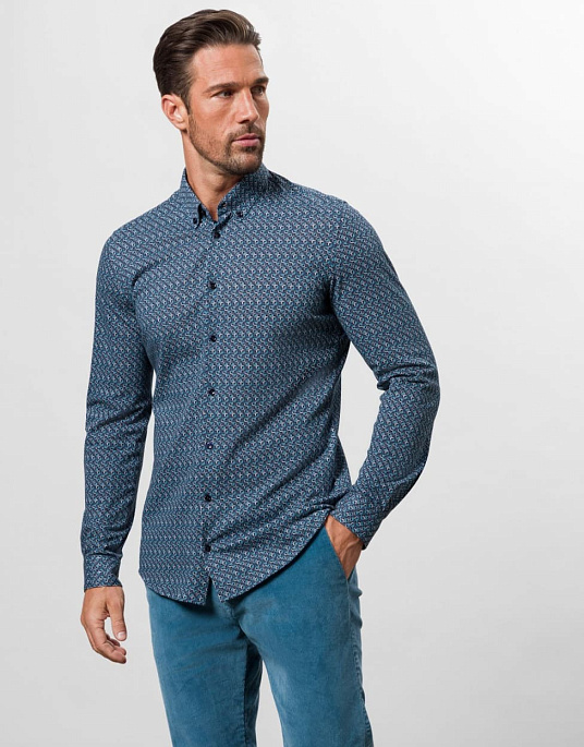 Сорочка Pierre Cardin з колекції Future Flex в синьому кольорі з принтом