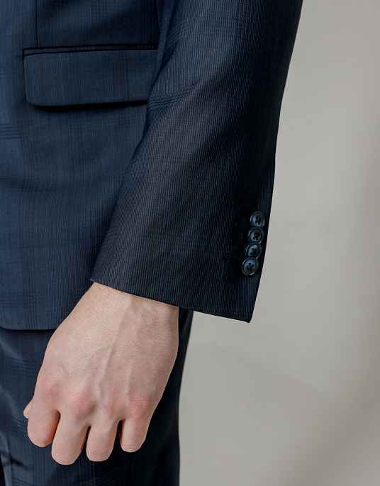 Костюм Pierre Cardin из коллекции Future Flex в темно-синем цвете с принтом "клеточка"