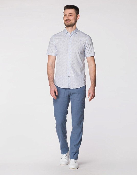 Сорочка з коротким рукавом Pierre Cardin у білому кольорі з принтом