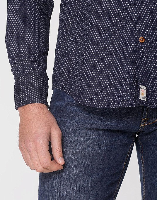 Рубашка Pierre Cardin из коллекции Denim Academy в синем цвете с цветочным принтом