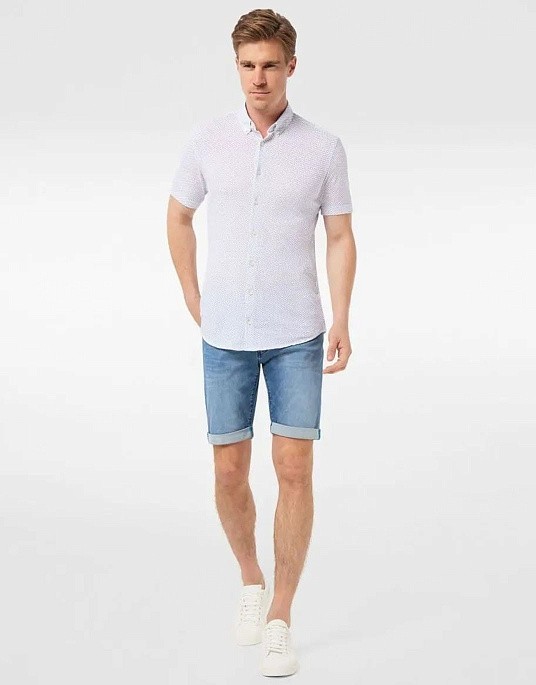 Рубашка Pierre Cardin из коллекции Future Flex с коротким рукавом в белом цвете