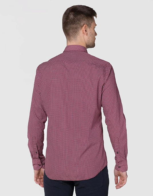 Рубашка Pierre Cardin из коллекции Denim Story в бордовом цвете с узором