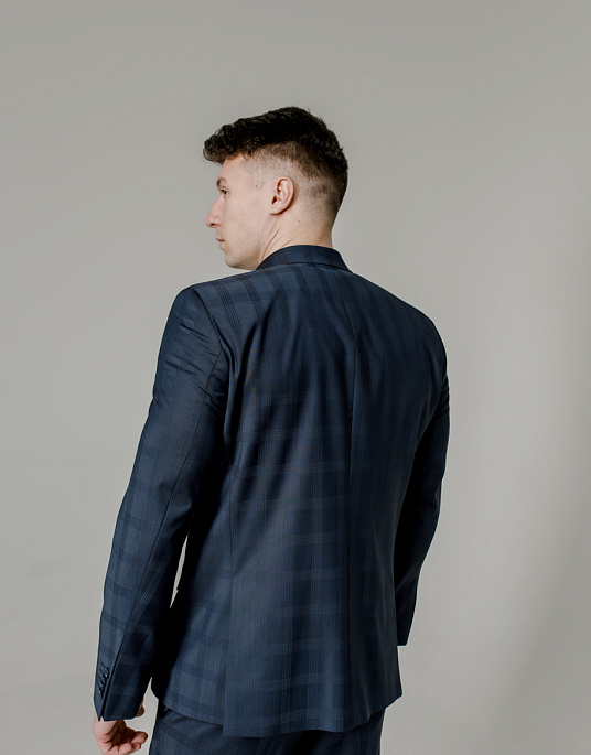 Костюм Pierre Cardin из коллекции Future Flex в темно-синем цвете с принтом "клеточка"