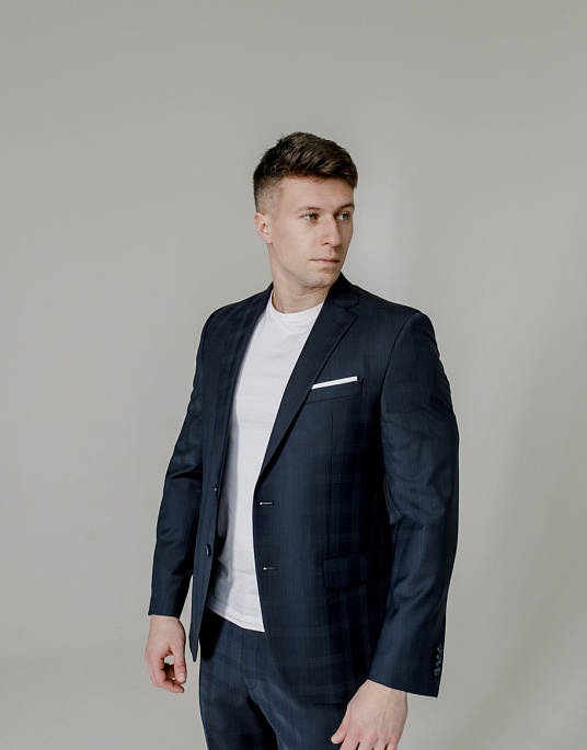 Костюм Pierre Cardin из коллекции Future Flex в темно-синем цвете с принтом "клеточка"