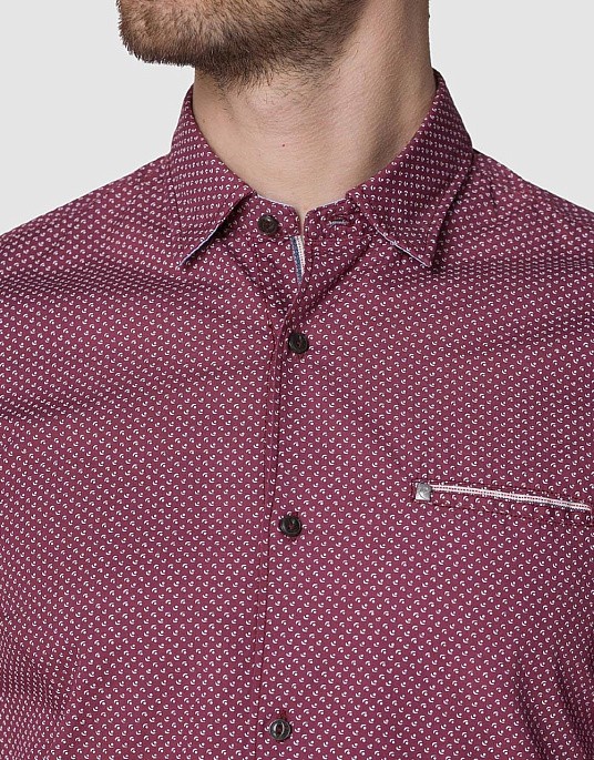 Рубашка Pierre Cardin из коллекции Denim Story в бордовом цвете с узором