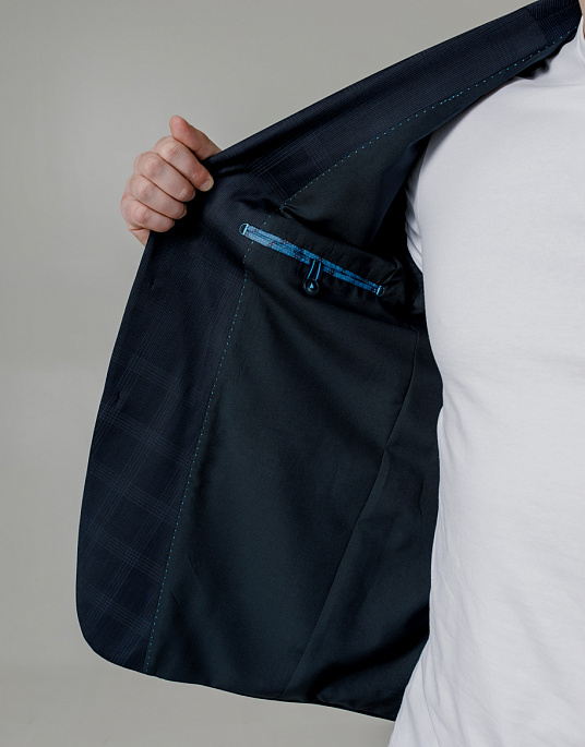 Костюм Pierre Cardin из коллекции Future Flex в темно-синем цвете с принтом "клеточка"