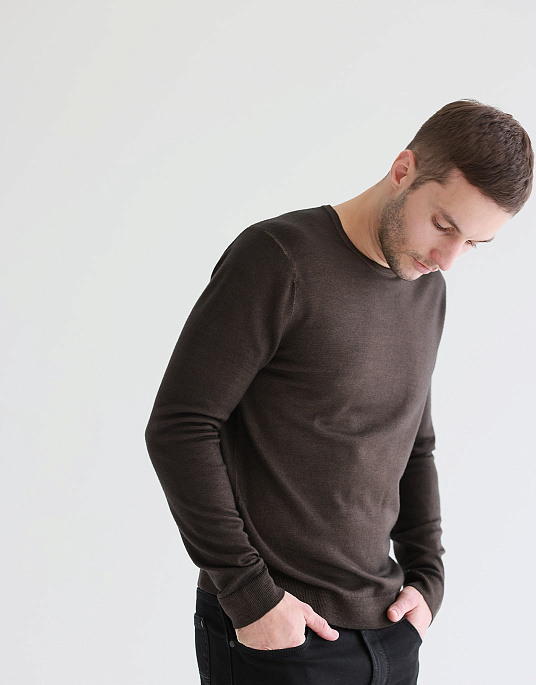 Джемпер Pierre Cardin з круглим коміром коричневого кольору