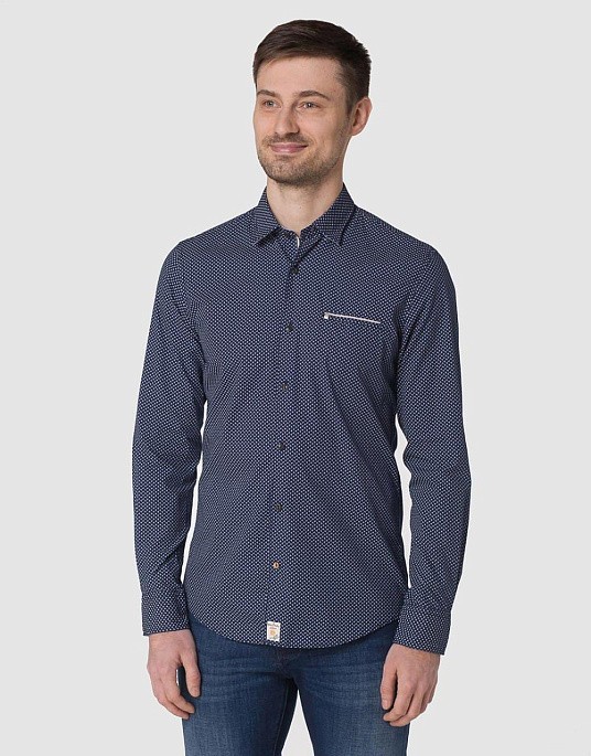 Рубашка Pierre Cardin из серии Denim Story в синем цвете с узором